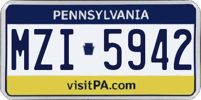 PA license plate MZI5942
