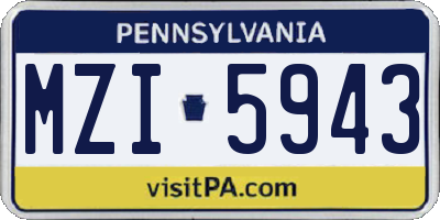 PA license plate MZI5943