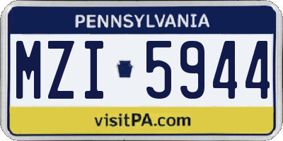 PA license plate MZI5944