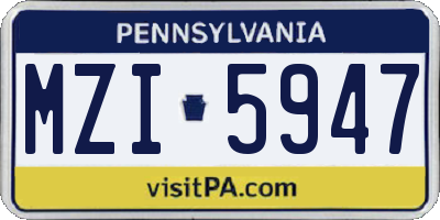 PA license plate MZI5947