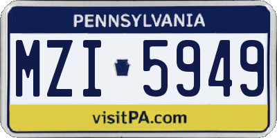 PA license plate MZI5949