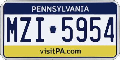 PA license plate MZI5954