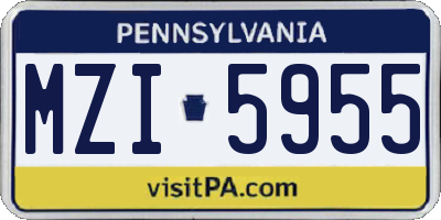 PA license plate MZI5955