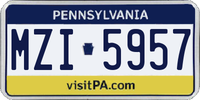 PA license plate MZI5957