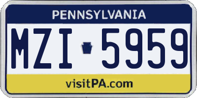 PA license plate MZI5959