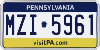PA license plate MZI5961