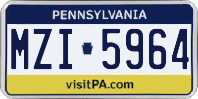 PA license plate MZI5964