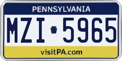 PA license plate MZI5965