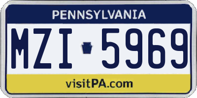 PA license plate MZI5969