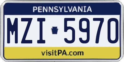 PA license plate MZI5970