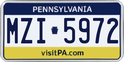 PA license plate MZI5972
