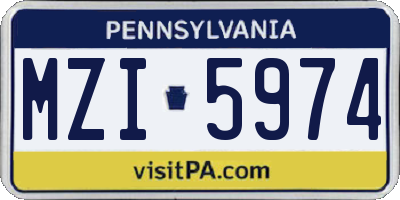 PA license plate MZI5974