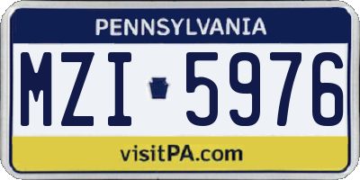 PA license plate MZI5976