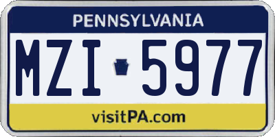 PA license plate MZI5977