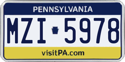 PA license plate MZI5978