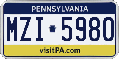 PA license plate MZI5980