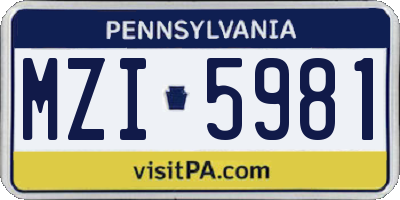 PA license plate MZI5981