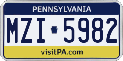 PA license plate MZI5982