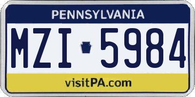 PA license plate MZI5984