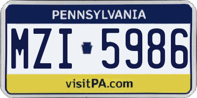 PA license plate MZI5986