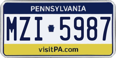 PA license plate MZI5987