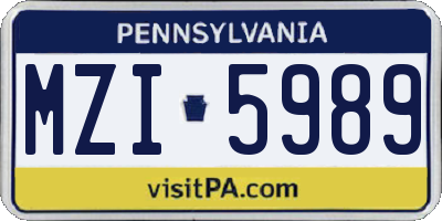 PA license plate MZI5989