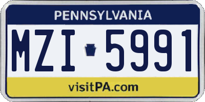 PA license plate MZI5991