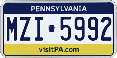 PA license plate MZI5992