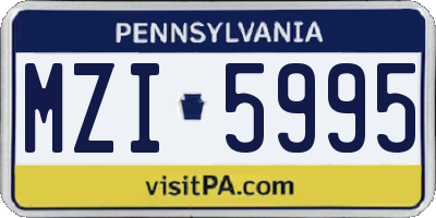 PA license plate MZI5995