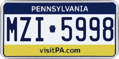 PA license plate MZI5998