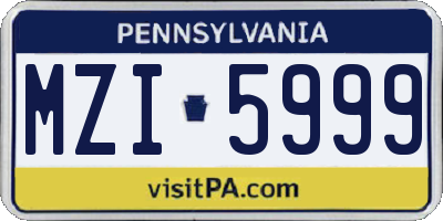 PA license plate MZI5999