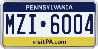 PA license plate MZI6004