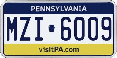 PA license plate MZI6009