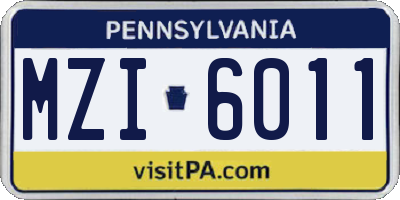 PA license plate MZI6011
