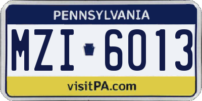 PA license plate MZI6013