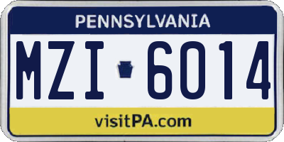 PA license plate MZI6014