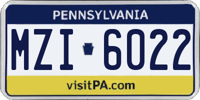 PA license plate MZI6022