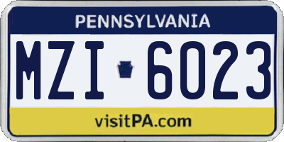 PA license plate MZI6023