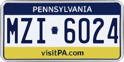 PA license plate MZI6024