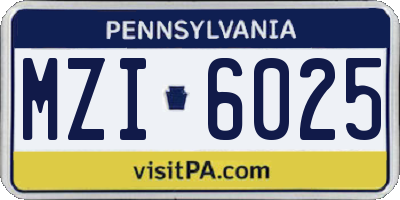 PA license plate MZI6025