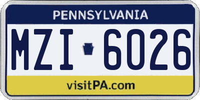 PA license plate MZI6026