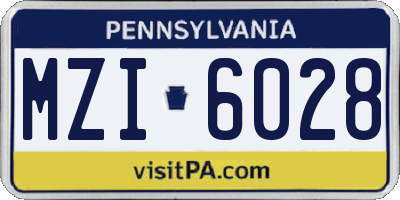 PA license plate MZI6028