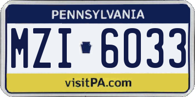 PA license plate MZI6033