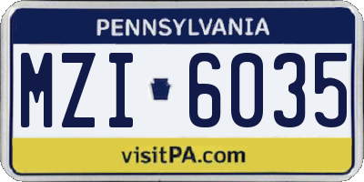 PA license plate MZI6035