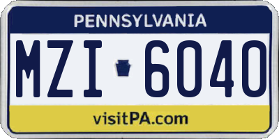 PA license plate MZI6040