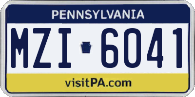 PA license plate MZI6041
