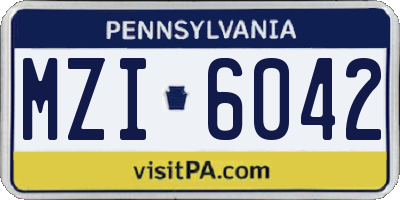 PA license plate MZI6042
