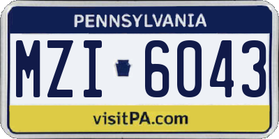 PA license plate MZI6043
