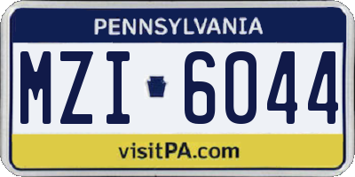 PA license plate MZI6044