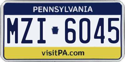 PA license plate MZI6045